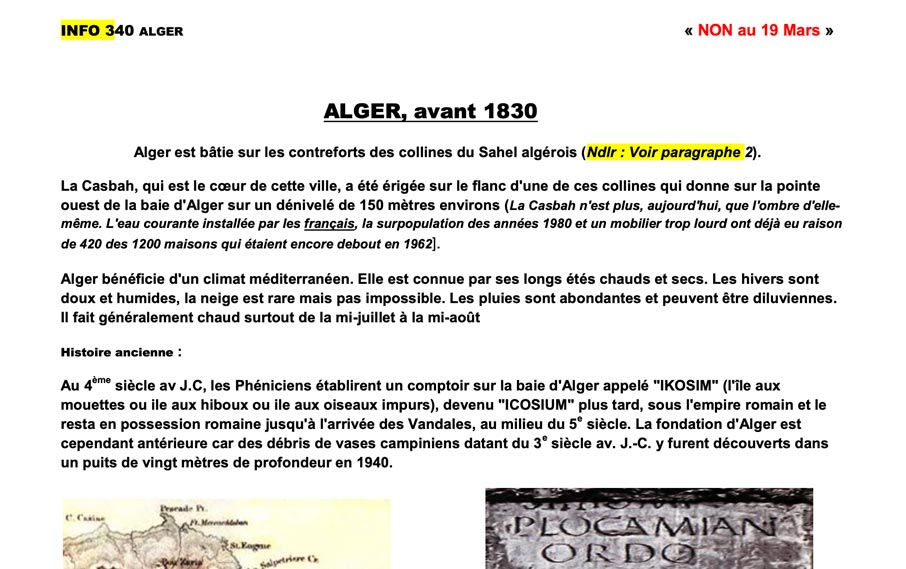 Historique de la ville d’Alger de l'antiquité jusqu'à l’arrivée des Français en 1830