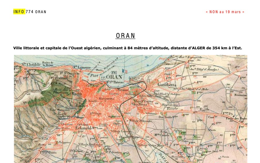 Présentation des dates importantes qui ont marqué Oran de 1830 à 1952 et présentation historique de la ville.