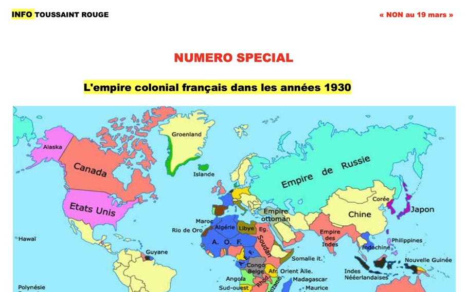 Toussaint Rouge : le 1er novembre 1954 qui a été le début des évènements en Algérie avec des assassinats par les terroristes d’une organisation qui deviendra plus tard le FLN.