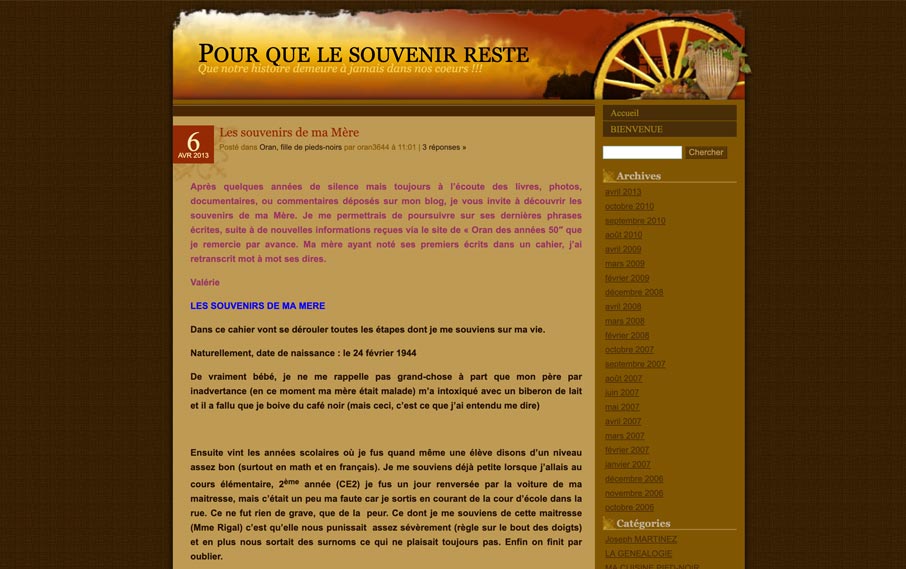 Blog d’échanges entre Pieds-Noirs.