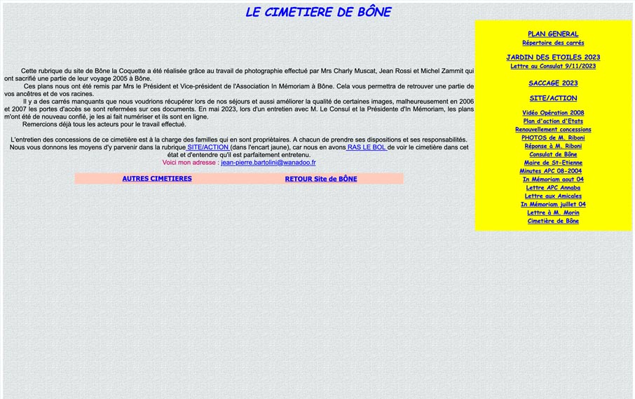 Situation du cimetière de la ville de Bône.