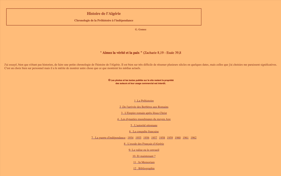 Chronologie historique de l'Algérie.