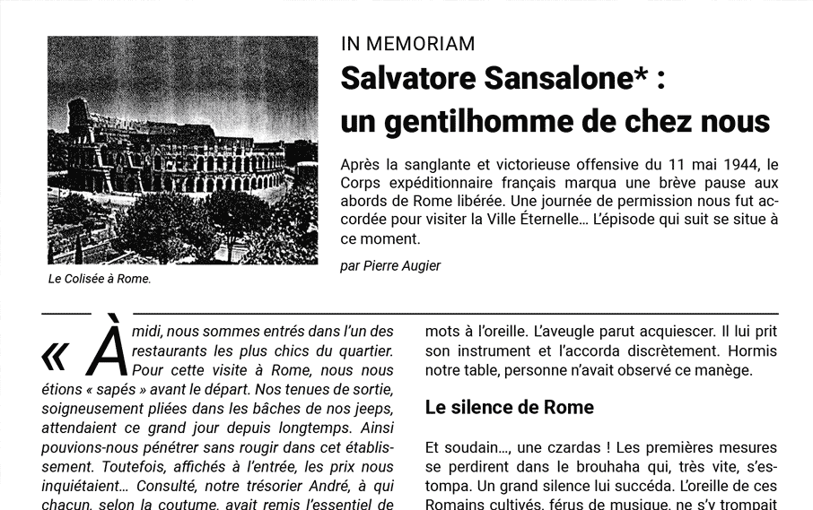 Salvatore SANSALONE : un gentilhomme de chez nous