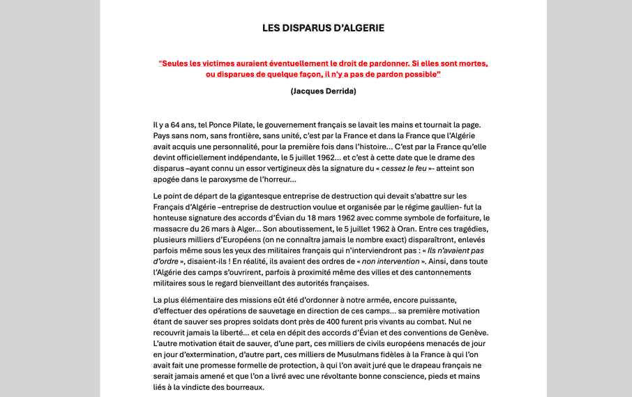 Les disparus d’Algérie