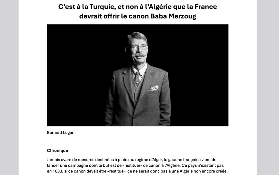 C’est à la Turquie, et non à l’Algérie que la France devrait offrir le canon Baba Merzoug